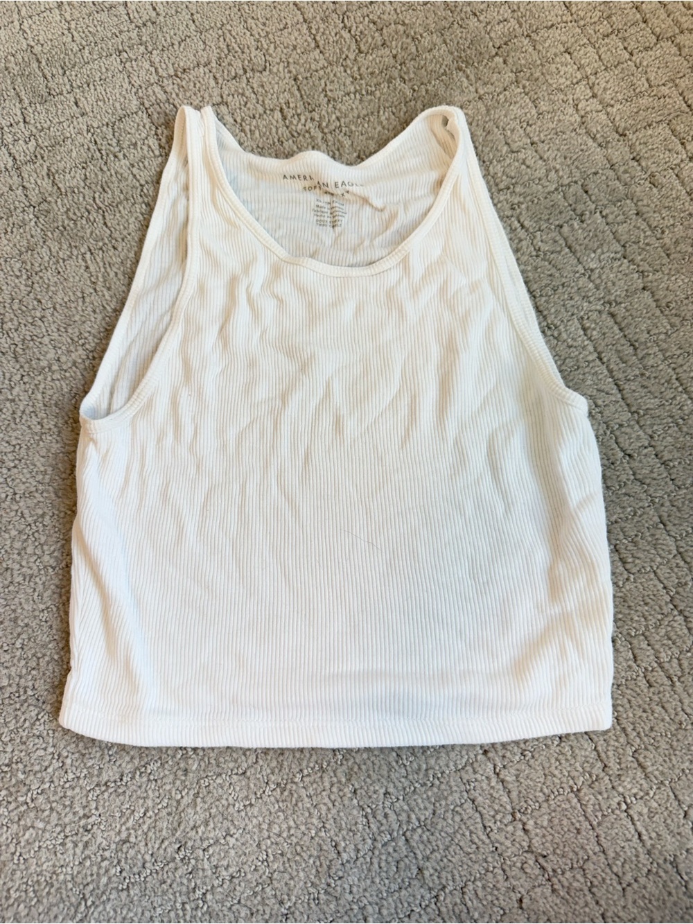 American Eagle Outfitters White Ribbed Scoop Neck Tank